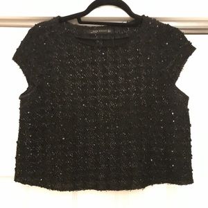 Zara novelty black crop top